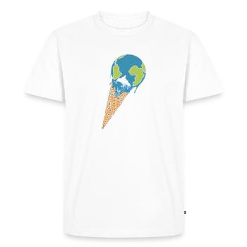 Faire fondre la terre comme crème glacée dans une gaufre - T-shirt Premium bio Homme - blanc - Devant - Nico (187cm)