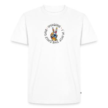 Série Imagine - Paix, tolérance et respect. - T-shirt Premium bio Homme - blanc - Devant - Nico (187cm)