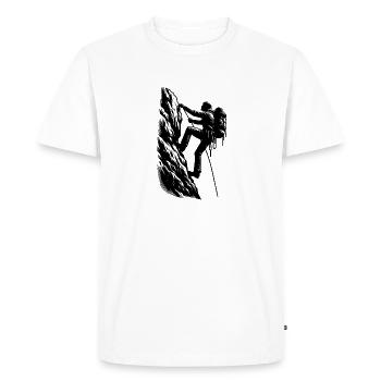 Hobby Mountaineer climbing on the mountain - Men's Premium Organic T-Shirt - white - Front - Nico (187cm)