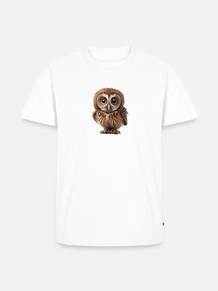 Braune Eule - Männer Premium Bio T-Shirt - Weiß