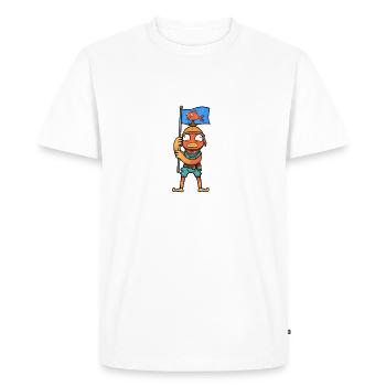 Garçon de poisson avec un dessin animé de drapeau de poisson - T-shirt Premium bio Homme - blanc - Devant - Nico (187cm)