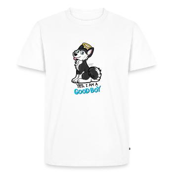 Good Boy Husky - Men's Premium Organic T-Shirt - white - Front - Nico (187cm)