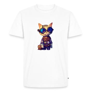 Aviator Cat - Men's Premium Organic T-Shirt - white - Front - Nico (187cm)