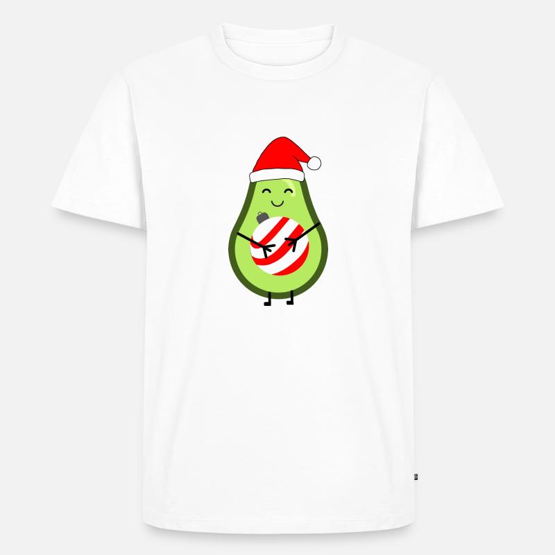Liebevolle Avocado mit Weihnachtskugel - Männer Premium Bio T-Shirt - Weiß
