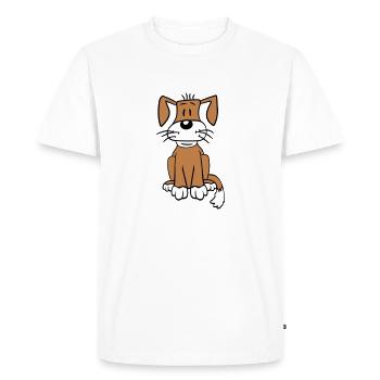 chien assis mignon petit chiot heureux animal de compagnie - T-shirt Premium bio Homme - blanc - Devant - Nico (187cm)