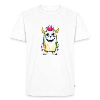 Colorful Monster Art - Cute & Playful Character - Men's Premium Organic T-Shirt - white - Front - Nico (187cm)