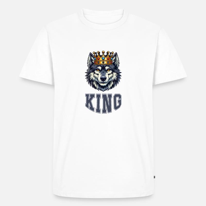 wolf king - Männer Premium Bio T-Shirt - Weiß