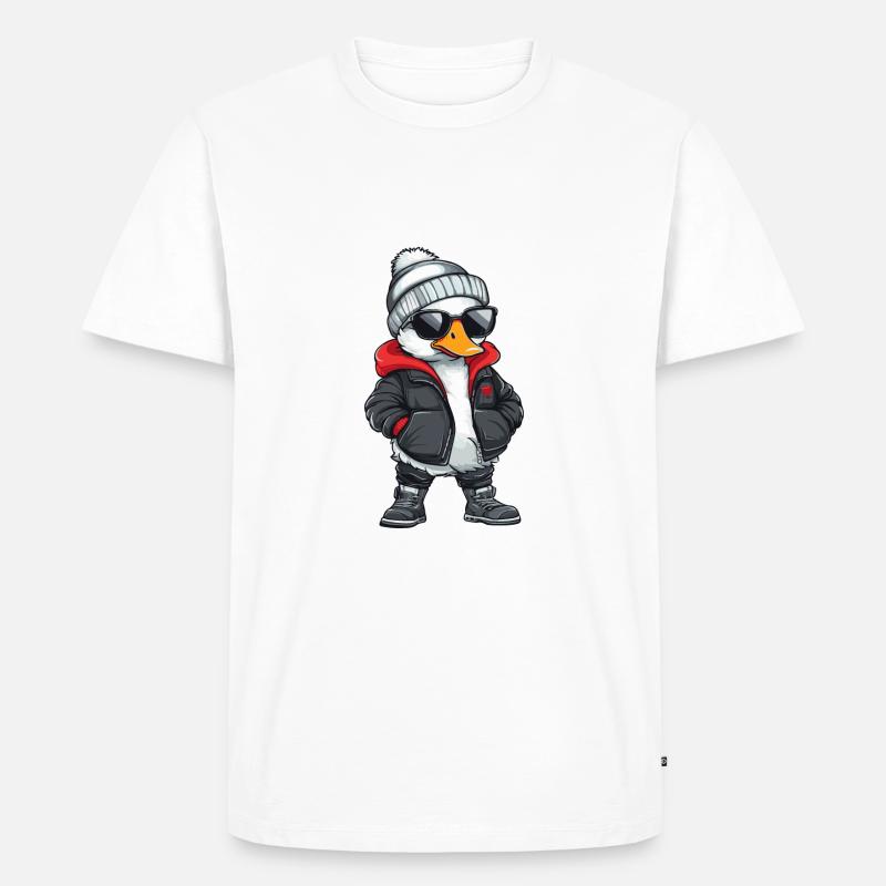 Gans Winter Comic - Männer Premium Bio T-Shirt - Weiß