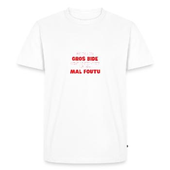 j'ai pas un gros bide c'est le t shirt -drôle 2023 - T-shirt Premium bio Homme - blanc - Devant - Nico (187cm)