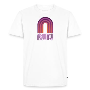 Run Track vertical purple - Men's Premium Organic T-Shirt - white - Front - Nico (187cm)