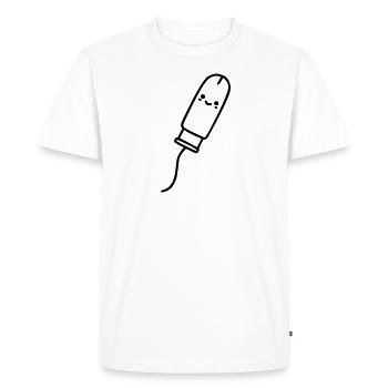 Tamponnez avec le visage souriant. Fort pour la femme. féministe - T-shirt Premium bio Homme - blanc - Devant - Nico (187cm)