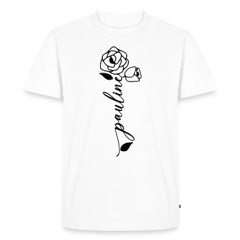 Pauline Nom Prénom Nom Fleur - T-shirt Premium bio Homme - blanc - Devant - Nico (187cm)