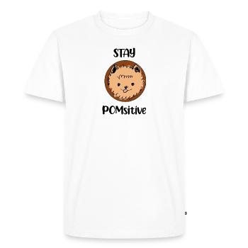 Stay Pomsitive Pomeranian Dog Pom Pomeranians - Men's Premium Organic T-Shirt - white - Front - Nico (187cm)