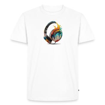 Conception d’écouteurs multicolores - T-shirt Premium bio Homme - blanc - Devant - Nico (187cm)