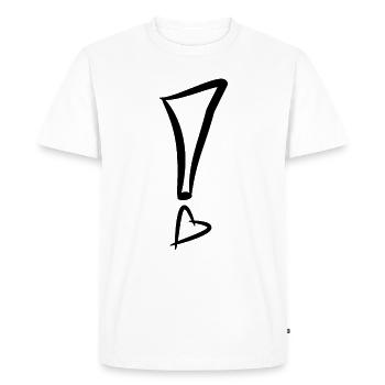Point d’exclamation avec coeur noir - T-shirt Premium bio Homme - blanc - Devant - Nico (187cm)