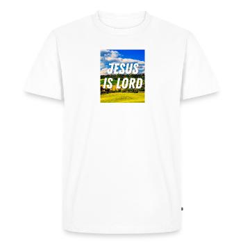 Jésus est Seigneur - Citation chrétienne - T-shirt Premium bio Homme - blanc - Devant - Nico (187cm)