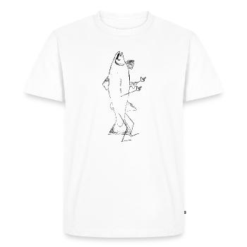 Casual Salmon with Arms & Legs – Funny - Men's Premium Organic T-Shirt - white - Front - Nico (187cm)