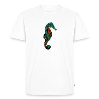 Motif botanique abstrait vert et brun - T-shirt Premium bio Homme - blanc - Devant - Nico (187cm)