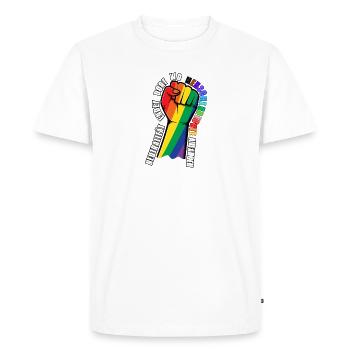 Statement Stickers Human Rights - Men's Premium Organic T-Shirt - white - Front - Nico (187cm)