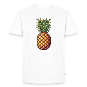 Pixel Ananas Rétro Pixel Art - T-shirt Premium bio Homme - blanc - Devant - Nico (187cm)