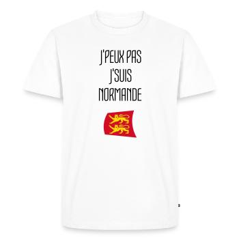 Humour Normandie J'peux pas j'suis Normande - T-shirt Premium bio Homme - blanc - Devant - Nico (187cm)