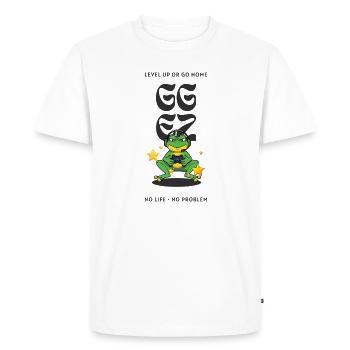 Montée de niveau du joueur grenouille - T-shirt Premium bio Homme - blanc - Devant - Nico (187cm)