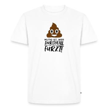 Courageuse diarrhée Pétricité émoji Merde Poo - T-shirt Premium bio Homme - blanc - Devant - Nico (187cm)