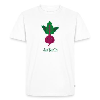 Just beet it cadeau plantes végétaliens rengaine - T-shirt Premium bio Homme - blanc - Devant - Nico (187cm)
