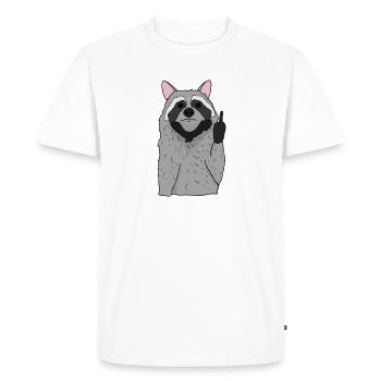 Le raton laveur mignon montre un cadeau de doigt du majeur - T-shirt Premium bio Homme - blanc - Devant - Nico (187cm)