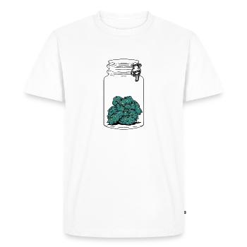 Weed Cannabis Screw Jar Bud Drôle de t Shirt - T-shirt Premium bio Homme - blanc - Devant - Nico (187cm)