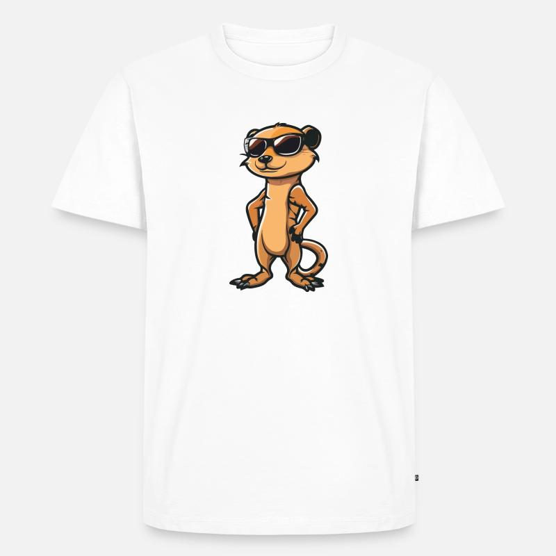 Erdmännchen Comic Cool - Männer Premium Bio T-Shirt - Weiß