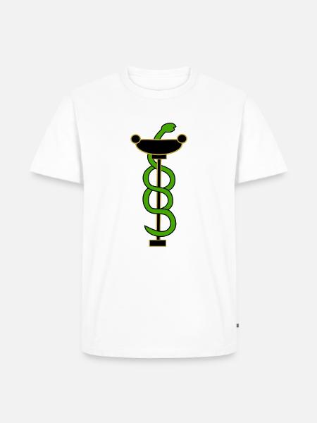 Asclepios Symbol - Männer Premium Bio T-Shirt - Weiß