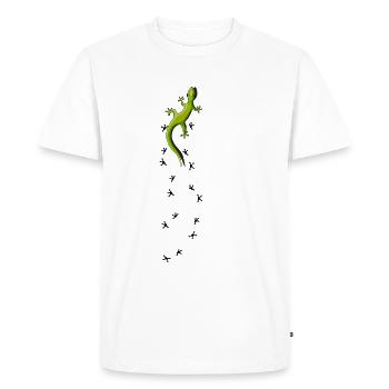 gecko escalade rampants avec des traces fraîches cadeau - T-shirt Premium bio Homme - blanc - Devant - Nico (187cm)