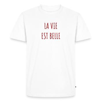 La vie est belle - T-shirt Premium bio Homme - blanc - Devant - Nico (187cm)