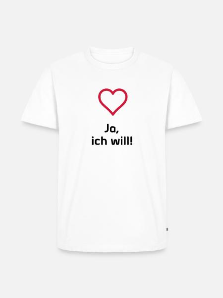 Ja ich will - Männer Premium Bio T-Shirt - Weiß