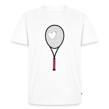 Tennis Match Balle Court de tennis Raquette de tennis - T-shirt Premium bio Homme - blanc - Devant - Nico (187cm)