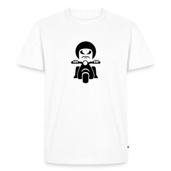 Rocker mauvaise sur une moto / bad dude on a - T-shirt Premium bio Homme - blanc - Devant - Nico (187cm)