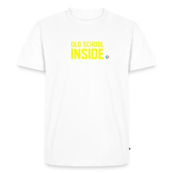 Old School Inside Yellow - Men's Premium Organic T-Shirt - white - Front - Nico (187cm)