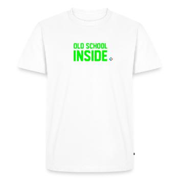 Old School Inside Green - Men's Premium Organic T-Shirt - white - Front - Nico (187cm)