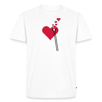 Échelle à la fenêtre - Fensterln / window heart (3c) - T-shirt Premium bio Homme - blanc - Devant - Nico (187cm)