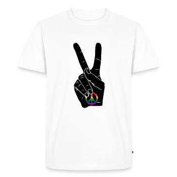 PEACE PEACE LABEL ARC-EN-CIEL CSD - T-shirt Premium bio Homme - blanc - Devant - Nico (187cm)