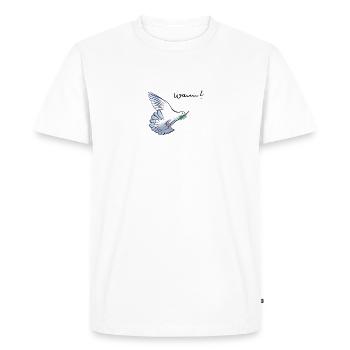 quand? Colombe de la Paix - T-shirt Premium bio Homme - blanc - Devant - Nico (187cm)