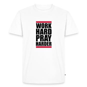 work hard pray harder hard work jesus cross ch - Men's Premium Organic T-Shirt - white - Front - Nico (187cm)
