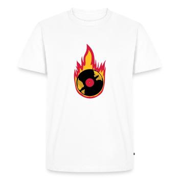 Fire Vinyl Record Music - Men's Premium Organic T-Shirt - white - Front - Nico (187cm)