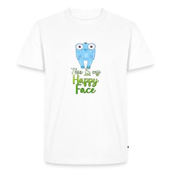 Visage en colère visage dessin animé visage heureux dessin animé - T-shirt Premium bio Homme - blanc - Devant - Nico (187cm)