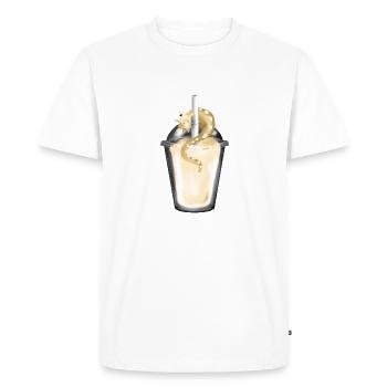 Milkshake avec dragon - T-shirt Premium bio Homme - blanc - Devant - Nico (187cm)