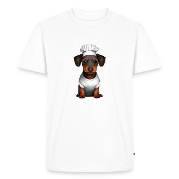 Teckel Restaurateur Chien Dachshund Chiot Chiens de cuisine - T-shirt Premium bio Homme - blanc - Devant - Nico (187cm)