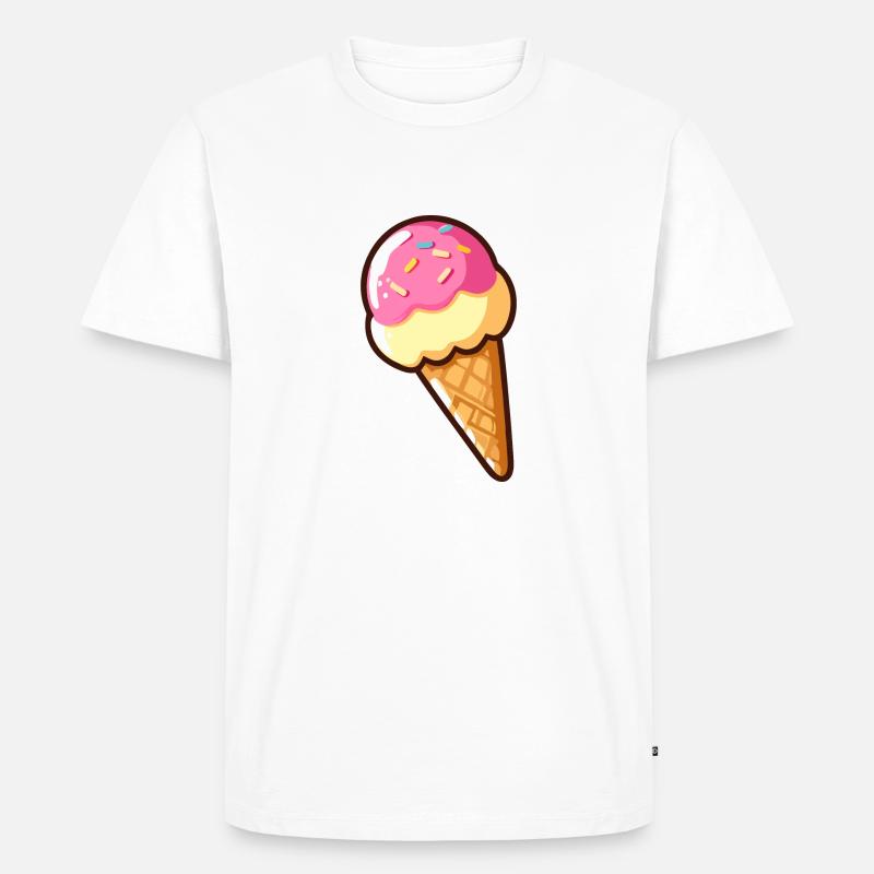 Erdbeer-Vanille-Eis - Männer Premium Bio T-Shirt - Weiß