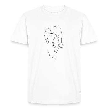 Femme de profil - T-shirt Premium bio Homme - blanc - Devant - Nico (187cm)