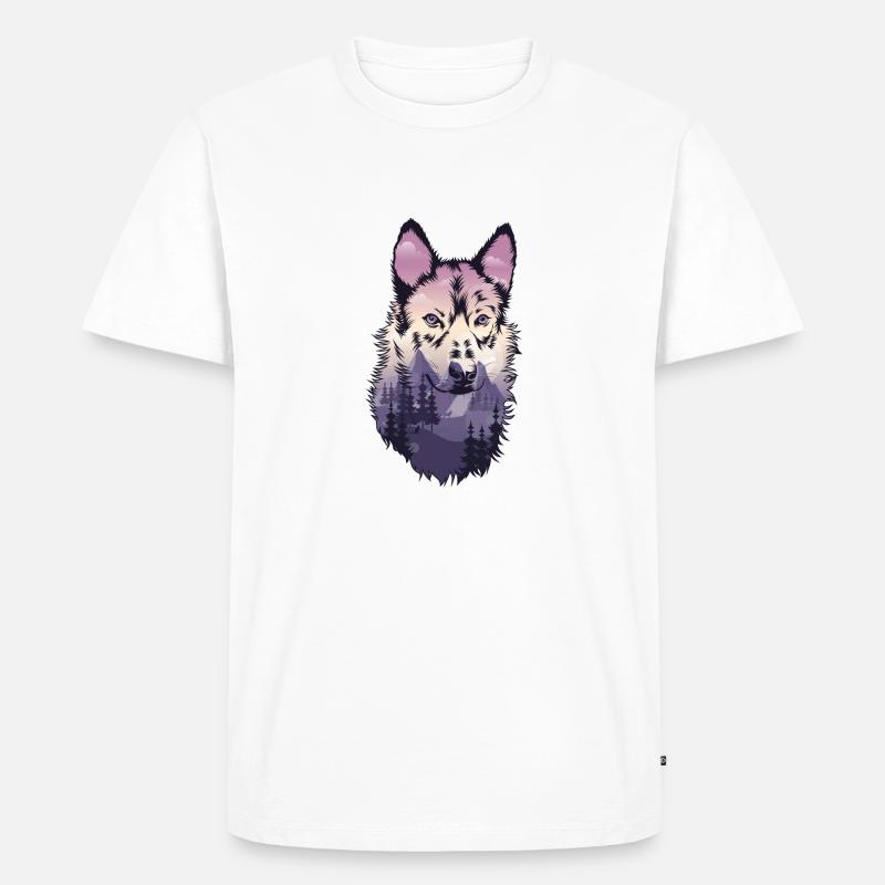 Wolf Schäferhund Hund - Männer Premium Bio T-Shirt - Weiß